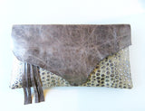 Statement Leather Hide Clutch
