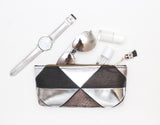 Geometric Prism Unique Leather Accents Pouch