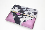 Floral Watercolor Unique Leather Accents Clutch