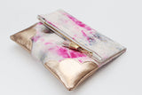 Dyed Watercolor Unique Leather Accents Clutch