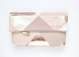 Geometric Prism Unique Leather Accents Clutch