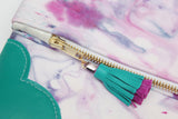 Dyed Watercolor Unique Leather Accents Clutch