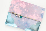 Dyed Watercolor Unique Leather Accents Clutch