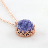 Adore Gemstone Collection - Druzy Round Pendant Necklace - Soul Made Boutique