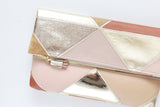 Geometric Prism Unique Leather Accents Clutch