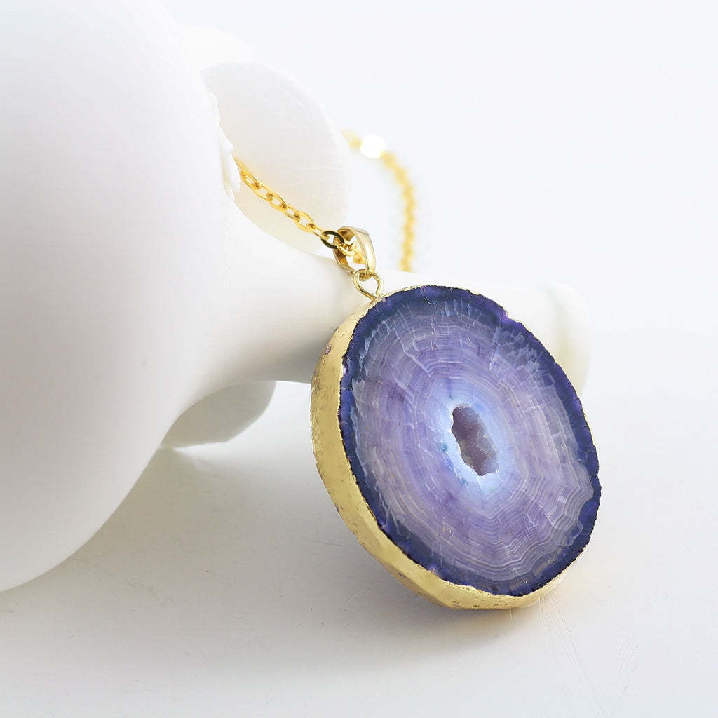 Adore Gemstone Collection - Agate Oval Necklace - Soul Made Boutique