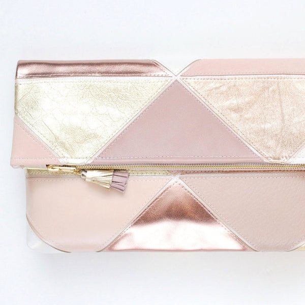 Geometric Prism Unique Leather Accents Clutch