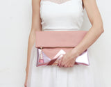 Geometric Unique Leather Accents Clutch - Soul Made Boutique