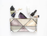Geometric Prism Unique Leather Accents Pouch