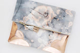 Dyed Watercolor Unique Leather Accents Clutch