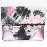 Dyed Watercolor Unique Leather Accents Clutch