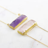 Adore Gemstone Collection - Amethyst Horizontal Bar Necklace - Soul Made Boutique