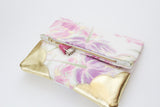 Floral Watercolor Unique Leather Accents Clutch