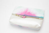 Dyed Watercolor Unique Leather Accents Clutch