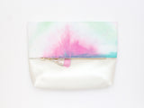Dyed Watercolor Unique Leather Accents Clutch