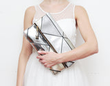 Geometric Prism Unique Leather Accents Clutch - Soul Made Boutique