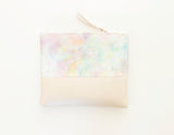 Watercolor Unique Leather Accents Clutch Pouch