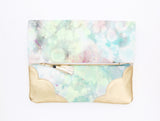 Dyed Watercolor Unique Leather Accents Clutch