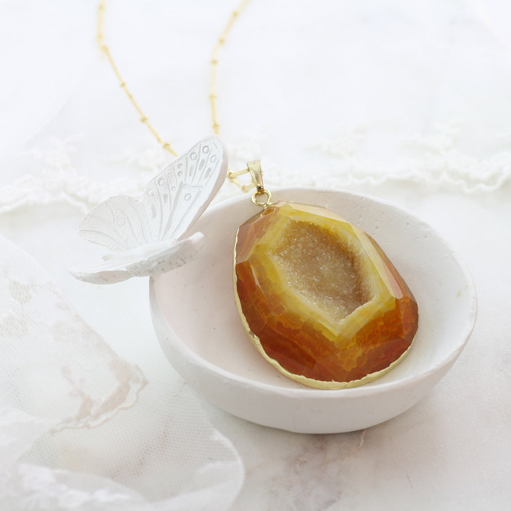 Adore Gemstone Collection - Agate Slice Necklace - Soul Made Boutique