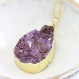 Adore Gemstone Collection - Amethyst Raw Teardrop Necklace - Soul Made Boutique