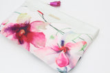 Floral Watercolor Unique Leather Accents Clutch