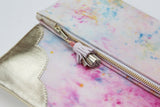 Dyed Watercolor Unique Leather Accents Clutch