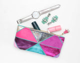 Geometric Prism Unique Leather Accents Pouch - Soul Made Boutique