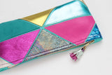 Geometric Prism Unique Leather Accents Pouch