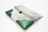 Dyed Watercolor Unique Leather Accents Clutch