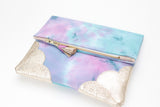 Dyed Watercolor Unique Leather Accents Clutch