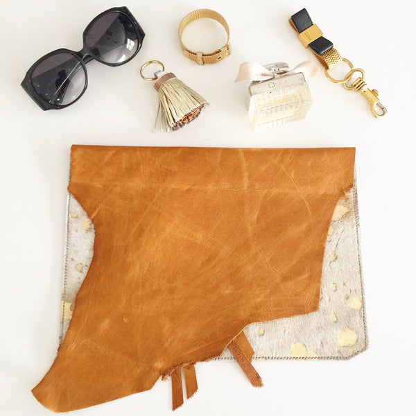 Statement Leather Hide Clutch