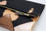 Dyed Watercolor Unique Leather Accents Clutch
