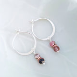 Adore Gems Collection - Sterling Silver Earrings Rhodonite