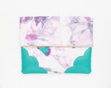 Dyed Watercolor Unique Leather Accents Clutch