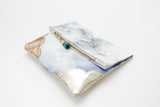 Dyed Watercolor Unique Leather Accents Clutch