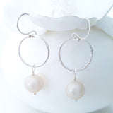 Glamorous Pearls Collection Earrings - Sterling Silver Earrings Round Pearl Loop