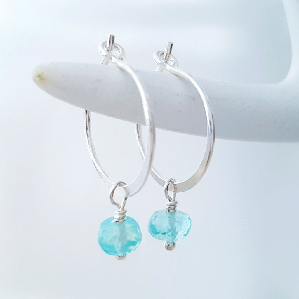 Adore Gems Collection - Sterling Silver Earrings Aqua Blue Moonstone