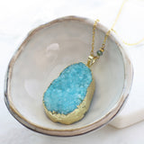 Adore Gemstone Collection - Druzy Oval Necklace - Soul Made Boutique