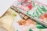 Floral Watercolor Unique Leather Accents Clutch