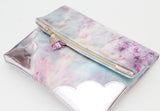 Watercolor Unique Leather Accents Clutch