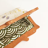 Wooden Handle Watercolor Spring Flowers Clutch