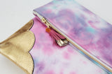 Dyed Watercolor Unique Leather Accents Clutch