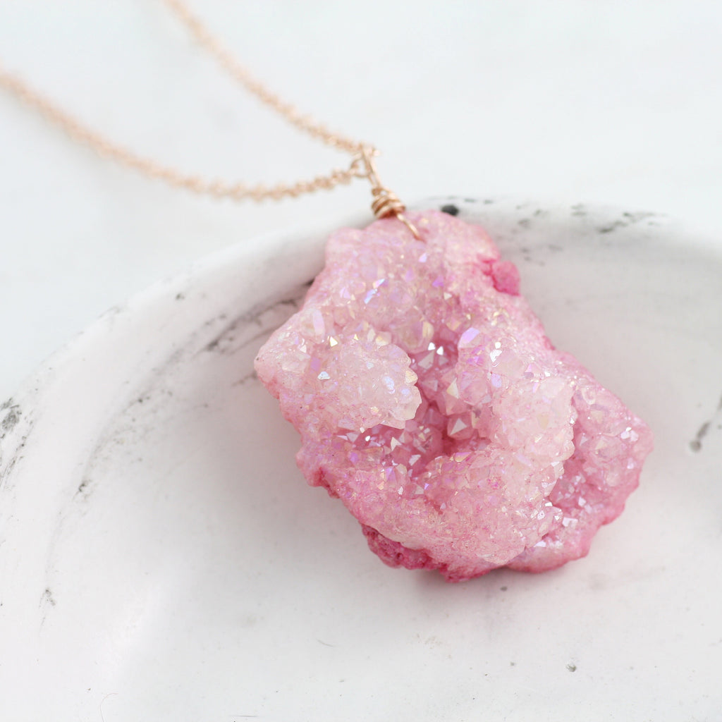 Adore Gemstone Collection - Druzy Raw Necklace - Soul Made Boutique