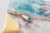 Dyed Watercolor Unique Leather Accents Clutch