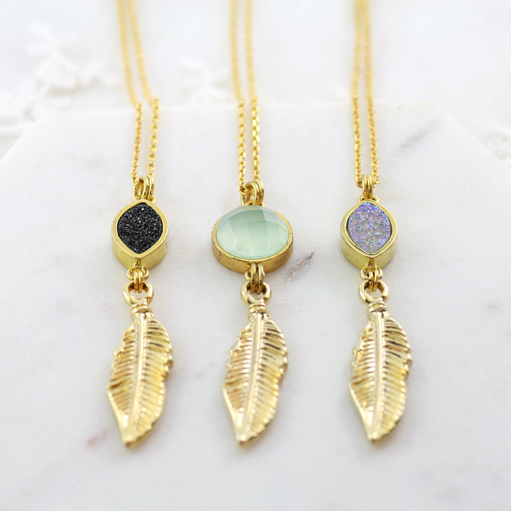 Adore Gemstone Collection - Druzy Pendant Necklace - Soul Made Boutique