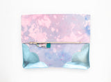 Dyed Watercolor Unique Leather Accents Clutch