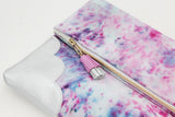 Watercolor Unique Leather Accents Clutch