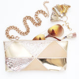 Geometric Prism Unique Leather Accents Pouch - Soul Made Boutique