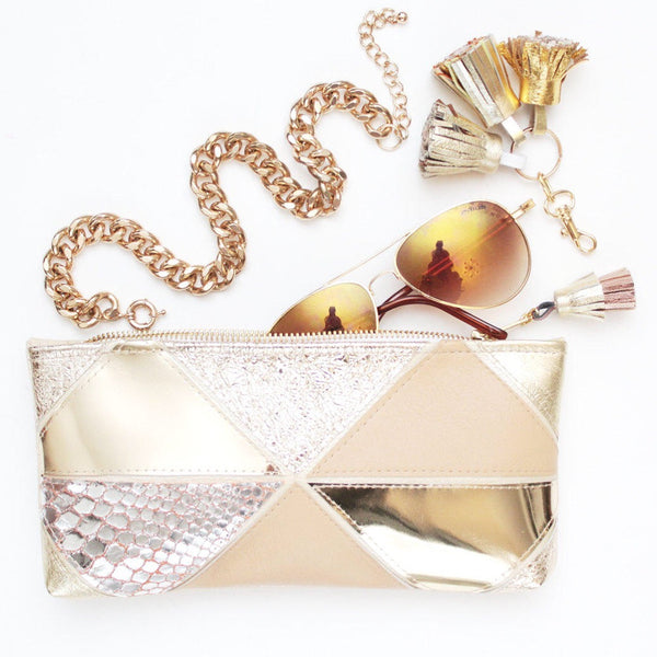Geometric Prism Unique Leather Accents Pouch - Soul Made Boutique