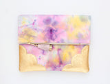 Dyed Watercolor Unique Leather Accents Clutch
